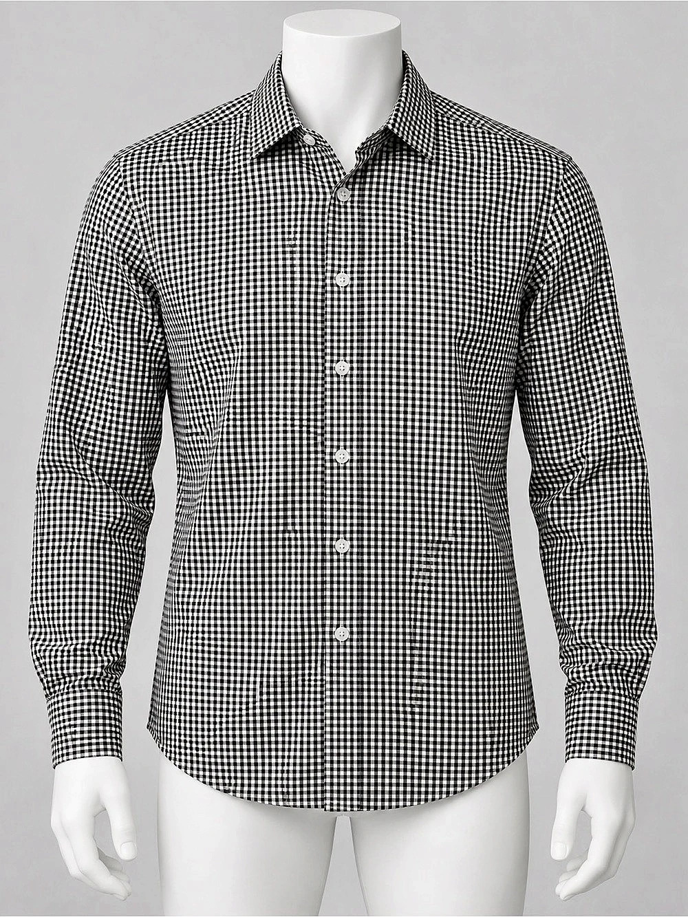 Buttoned Down Slim Stretch Button-Down Shirt Men's Checkered Shirt Size 16 34-35